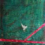 Malerei mit dem Titel "weisse Taube" von Helmut Bischof, Original-Kunstwerk, Wachs