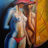 Peinture intitulée "le miroir déformant" par Bitho Faustin, Œuvre d'art originale, Acrylique