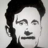 Drawing titled "George Orwell" by Bianchini Jr, Original Artwork, Charcoal