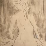 Рисунок под названием "Blonde avec toi" - Roberto Urbano, Подлинное произведение искусства, Древесный уголь