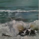 Painting titled "Rompiendo olas" by Mihaela Mihailovici, Original Artwork, Oil