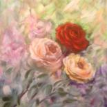 Картина под названием "Розы" - Elena Boyarintseva, Подлинное произведение искусства, Акрил Установлен на картон