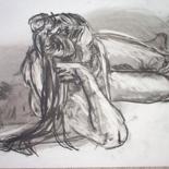 Рисунок под названием "Nude Resting" - Brandon Nicholas, Подлинное произведение искусства