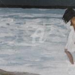 Painting titled "jeune fille bord de…" by Brigitte Barcelo, Original Artwork, Acrylic