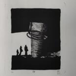 Gravures & estampes intitulée "Le Clou" par Brigitte Barcos Nosetti, Œuvre d'art originale, Lithographie