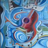 Картина под названием "Blues" - Brigitte Belhache-Brivoal, Подлинное произведение искусства, Масло