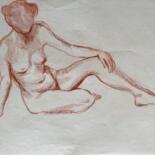 Drawing titled "Akt 105" by Brigitte Böhme, Original Artwork, Chalk