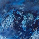Painting titled "Bleu lunaire" by Brigitte Botsen (Britt), Original Artwork, Oil Mounted on Wood Stretcher frame