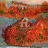 Painting titled "ETE INDIEN LAC CANA…" by Brigitte Payen (B.PAYEN), Original Artwork, Watercolor