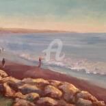 Malarstwo zatytułowany „Torry Pines Beach” autorstwa B.Rossitto, Oryginalna praca, Olej Zamontowany na Drewniana rama noszy