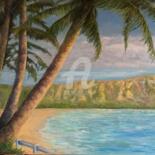 Peinture intitulée "Waikiki Beach 1944…" par B.Rossitto, Œuvre d'art originale, Huile