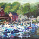 Painting titled "Mt Sunapee Harbor" by B.Rossitto, Original Artwork, Oil Mounted on Other rigid panel