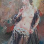 Painting titled "Raquel nuda con un…" by Bruscella Donato, Original Artwork, Oil Mounted on Wood Stretcher frame