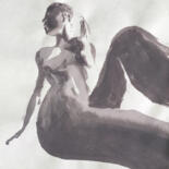 Pintura titulada "Nude Study No. 10" por Christian Evers, Obra de arte original, Acuarela Montado en Cartulina