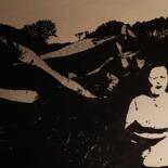 Dessin intitulée "Comme il y a des mu…" par Camille Escudero, Œuvre d'art originale, Encre Monté sur Panneau de bois