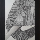 Disegno intitolato "Traits d'éléphant" da Camille Geraldes, Opera d'arte originale, Inchiostro