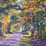 Painting titled "Country Road" by Candy Barr, Original Artwork, Oil