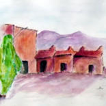 Painting titled "village d'Agouim" by Nonna, Original Artwork, Watercolor