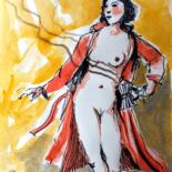 Painting titled "Chérie, viens te co…" by Decastro, Original Artwork, Watercolor