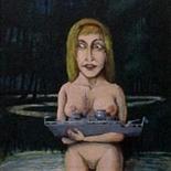 Painting titled "Mujer con barco" by Carlos Masoch, Original Artwork