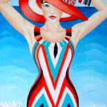 Pintura titulada "GLAMOUR EN LA PLAYA" por Carmen G. Junyent, Obra de arte original, Acrílico Montado en Panel de madera