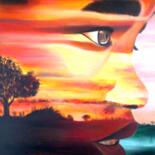 Painting titled "Perfil de Africa-1" by Carmen G. Junyent, Original Artwork, Acrylic Mounted on Wood Stretcher frame