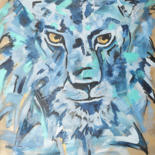 Painting titled "golden-lion.jpg" by Caroline Franche, Original Artwork, Acrylic