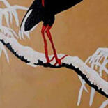 Painting titled "Crane" by Carolyn   A. Debnam, Original Artwork, Acrylic Mounted on Wood Stretcher frame