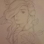 Drawing titled "Femme d'automne" by Lisa Casillas, Original Artwork, Other