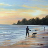 Painting titled "sunset  beach" by Cathal O Malley, Original Artwork
