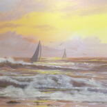 Painting titled "sunset-sailing.jpg" by Cathal O Malley, Original Artwork, Oil