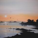 Painting titled "corrib-sunset.jpg" by Cathal O Malley, Original Artwork, Acrylic