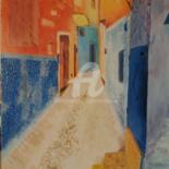 Peinture intitulée "Ruelle marocaine" par Catherine Bosser, Œuvre d'art originale, Peinture vitrail Monté sur Autre panneau…