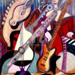 Peinture intitulée "Improvisation Jazz…" par Catherine Clare, Œuvre d'art originale, Huile Monté sur Châssis en bois