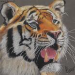 Painting titled "Le tigre" by Catherine Costet (Lccat), Original Artwork, Pastel