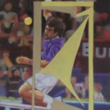 Painting titled "Smash . Tennis aux…" by Catherine Costet (Lccat), Original Artwork, Pastel