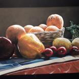 Painting titled "nature morte" by Catherine Digue - Turpin, Original Artwork, Gouache