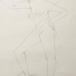 Dessin intitulée ""Nue féminin debout…" par Catherine Drouin-Goutal, Œuvre d'art originale, Crayon