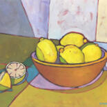 Peinture intitulée "Zestful Lemons" par Catherine J. Martzloff, Œuvre d'art originale, Huile Monté sur Châssis en bois