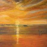Peinture intitulée "Lever de soleil fla…" par Catherine Maury, Œuvre d'art originale, Huile