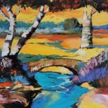 Peinture intitulée "Le pont" par Catherine Maury, Œuvre d'art originale, Huile