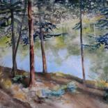 Painting titled "au bord du ciel" by Catherine Vanel, Original Artwork, Watercolor