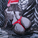 Painting titled "Christmas Girl" by Lulu Cinn, Original Artwork, Acrylic