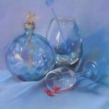 Painting titled "symphonie en bleu" by Cathy Perdriaud, Original Artwork, Pastel