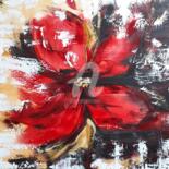 Painting titled "RED FLOWER" by Catherine Cabé (CAT.), Original Artwork, Acrylic