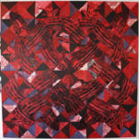 「Folk art. Red and B…」というタイトルの絵画 Cawamoによって, オリジナルのアートワーク, アクリル