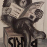 Peinture intitulée "le-singe" par Annick Cernesse, Œuvre d'art originale