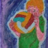 Painting titled "Joven inflando un b…" by Chabacan, Original Artwork