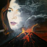 Картина под названием "Volcan" - Chantal Duplessis, Подлинное произведение искусства, Масло