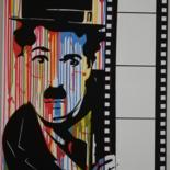 Painting titled "Charlie Chaplin" by Charlotte Devillers, Original Artwork, Acrylic